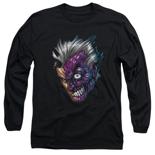 Batman Just Face Mens Long Sleeve Shirt Black Officially Licensed