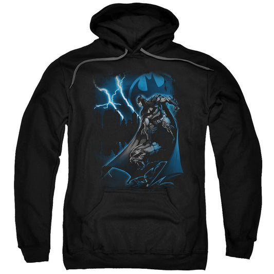Batman Lightning Strikes Mens Hoodie Black Officially Licensed