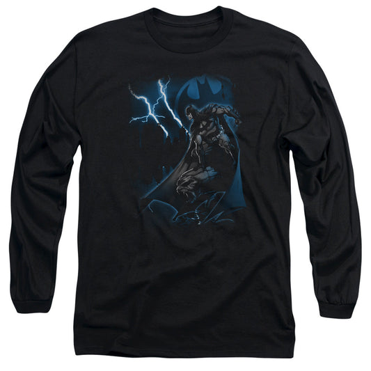 Batman Lightning Strikes Mens Long Sleeve Shirt Black Officially Licensed