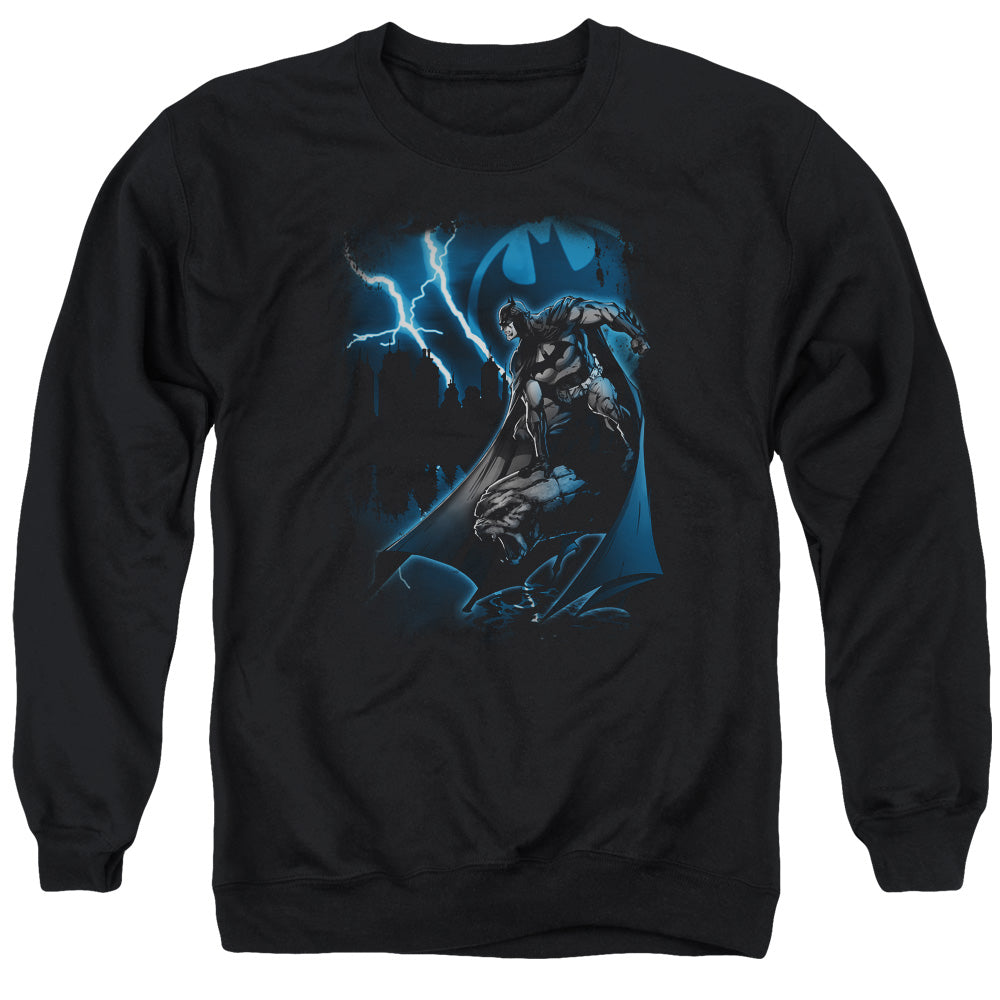 Batman Lightning Strikes Mens Crewneck Sweatshirt Black