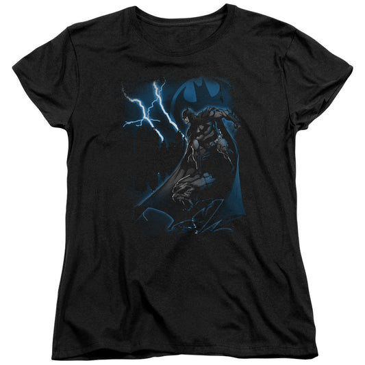 Batman Lightning Strikes Womens T Shirt Black Officially Licensed