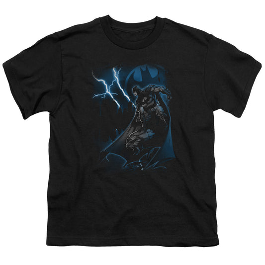 Batman Lightning Strikes Kids Youth T Shirt Black Officially Licensed