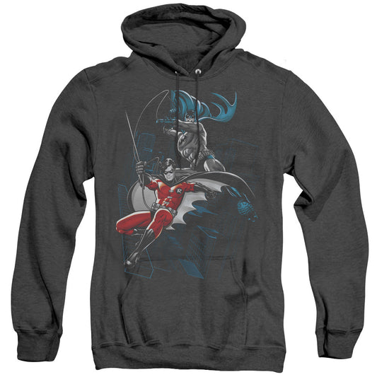 Batman Black And White Heather Mens Hoodie Black Officially Licensed