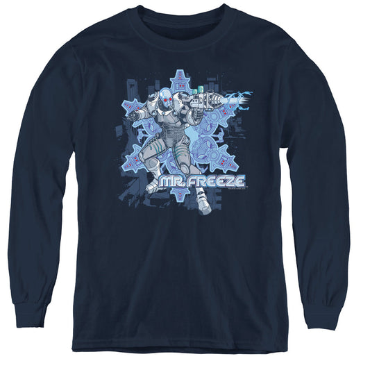 Batman Mr Freeze Long Sleeve Kids Youth T Shirt Navy Blue Officially Licensed