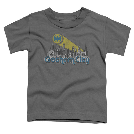 Batman Gotham City Distressed Toddler Kids Youth T Shirt Charcoal Officially Licensed