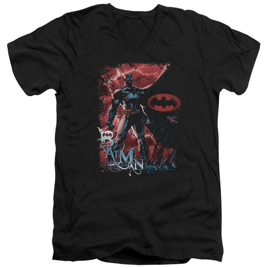 Batman Gotham Reign Mens Slim Fit V Neck T Shirt Black Officially Licensed
