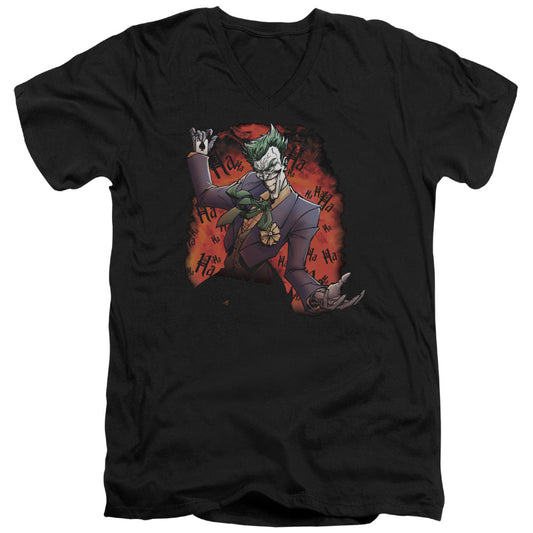 Batman Jokers Ave Mens Slim Fit V Neck T Shirt Black Officially Licensed