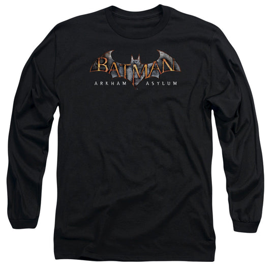Batman Aa Arkham Asylum Logo Mens Long Sleeve Shirt Black Officially Licensed