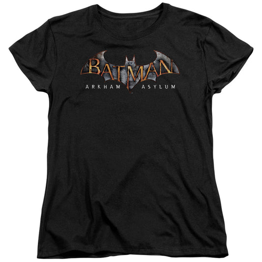 Batman Aa Arkham Asylum Logo Womens T Shirt Black Officially Licensed