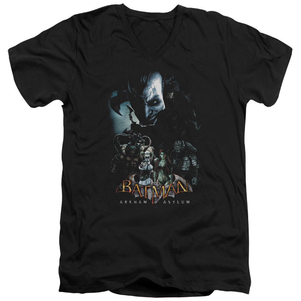 Batman Aa Five Against One Mens Slim Fit V Neck T Shirt Black Officially Licensed