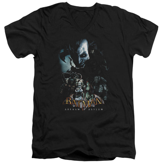 Batman Aa Five Against One Mens Slim Fit V Neck T Shirt Black Officially Licensed