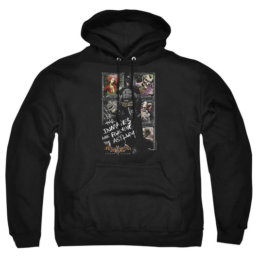 Batman Aa Running The Asylum Mens Hoodie Black Officially Licensed
