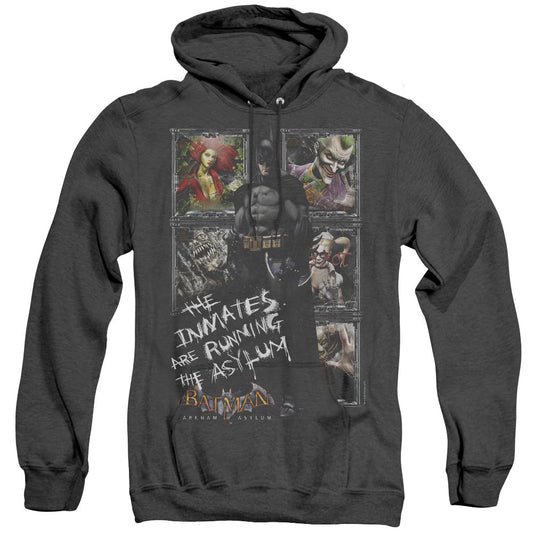 Batman Aa Running The Asylum Heather Mens Hoodie Black Officially Licensed