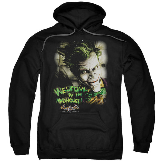Batman Aa Welcome To The Madhouse Mens Hoodie Black Officially Licensed