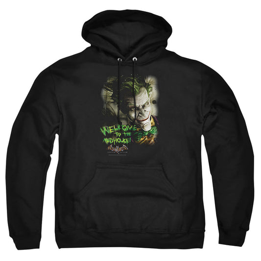 Batman Aa Welcome To The Madhouse Mens Hoodie Black Officially Licensed