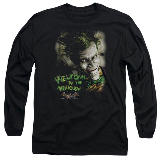 Batman Aa Welcome To The Madhouse Mens Long Sleeve Shirt Black Officially Licensed