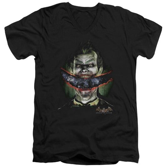Batman Aa Crazy Lips Mens Slim Fit V Neck T Shirt Black Officially Licensed