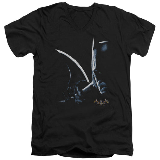 Batman Aa Arkham Batman Mens Slim Fit V Neck T Shirt Black Officially Licensed