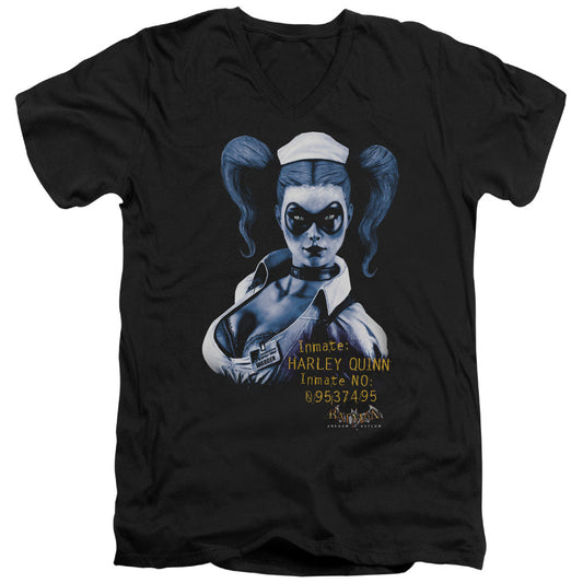 Batman Aa Arkham Harley Quinn Mens Slim Fit V Neck T Shirt Black Officially Licensed
