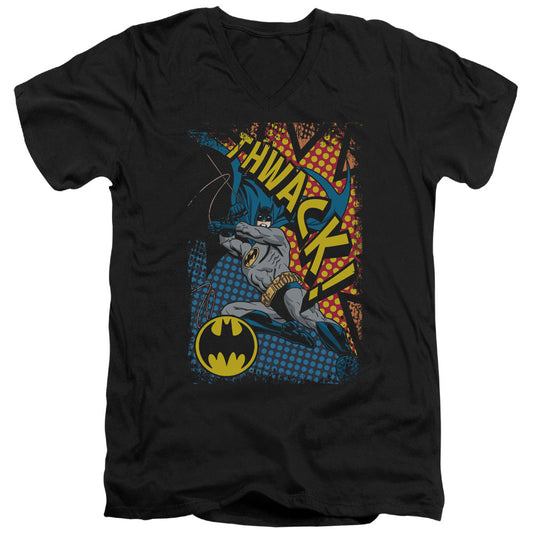 Batman Thwack Mens Slim Fit V Neck T Shirt Black Officially Licensed