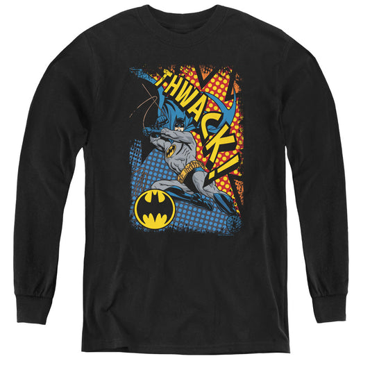 Batman Thwack Long Sleeve Kids Youth T Shirt Black Officially Licensed