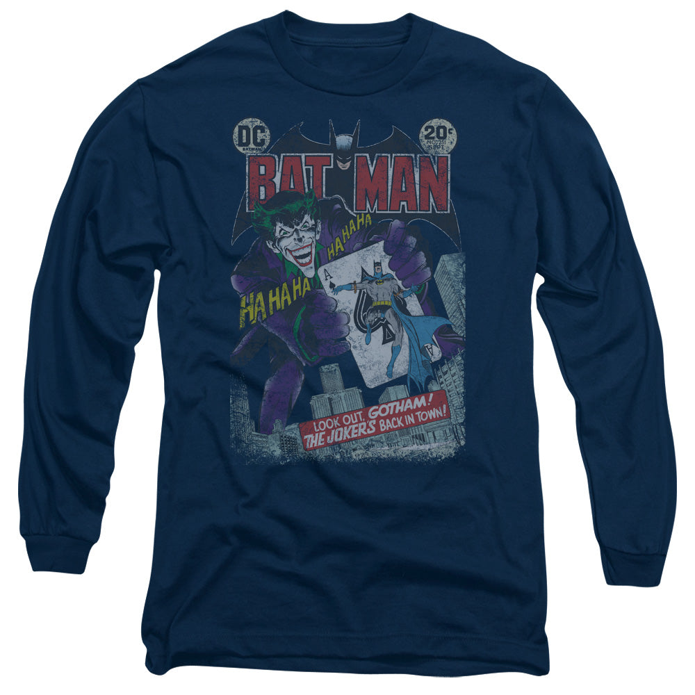 Batman #251 Distressed Mens Long Sleeve Shirt Navy Officially Licensed