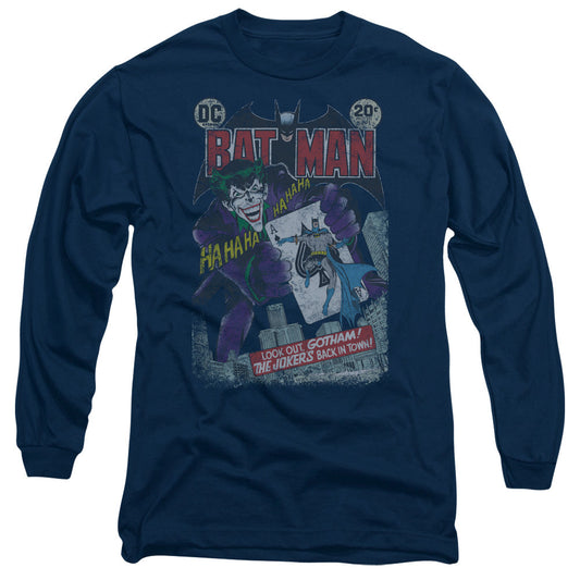 Batman #251 Distressed Mens Long Sleeve Shirt Navy Officially Licensed