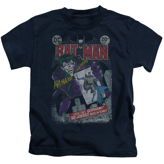 Batman #251 Distressed Juvenile Kids Youth T Shirt Navy Blue Officially Licensed
