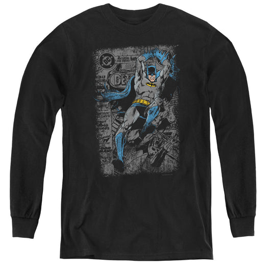 Batman Detective #487 Distress Long Sleeve Kids Youth T Shirt Black Officially Licensed