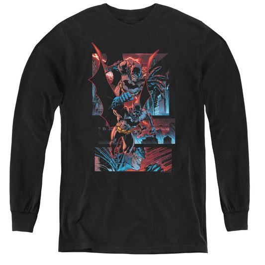 Batman Dark Knight Panels Long Sleeve Kids Youth T Shirt Black Officially Licensed
