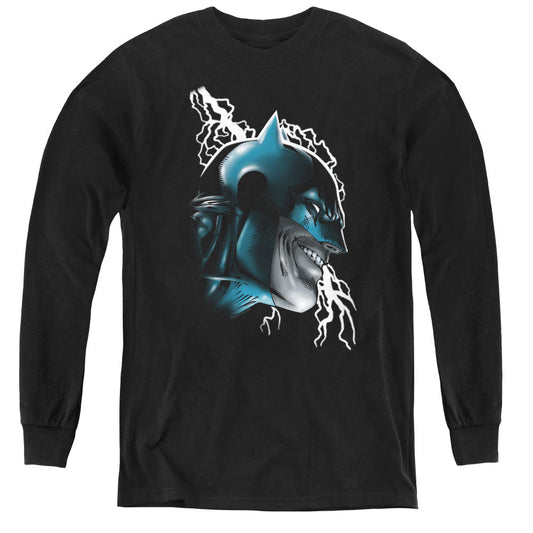Batman Crazy Grin Long Sleeve Kids Youth T Shirt Black Officially Licensed