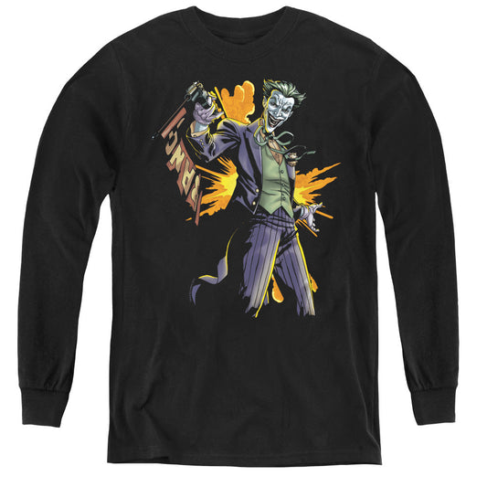 Batman Joker Bang Long Sleeve Kids Youth T Shirt Black Officially Licensed