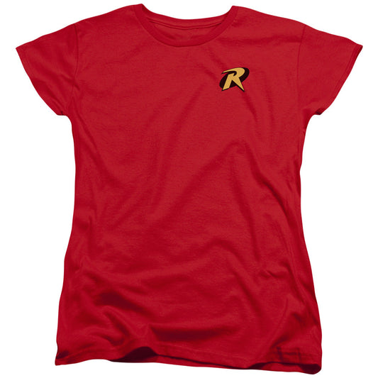 Batman Robin Logo Womens T Shirt Red Officially Licensed