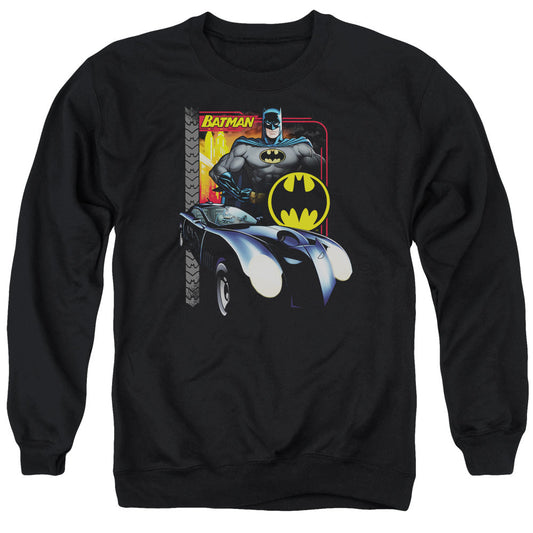 Batman Bat Racing Mens Crewneck Sweatshirt Black