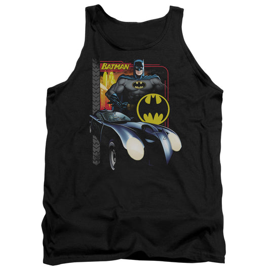 Batman Bat Racing Mens Tank Top Shirt Black Officially Licensed
