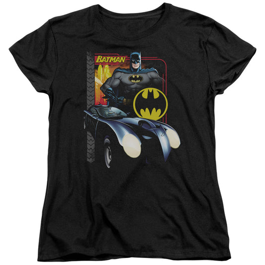 Batman Bat Racing Womens T Shirt Black Officially Licensed