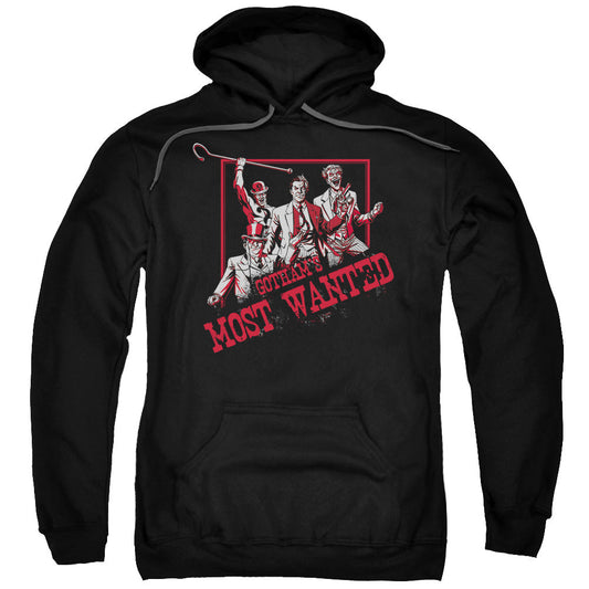 Batman Gotham's Most Wanted Mens Hoodie Black Officially Licensed