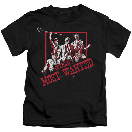 Batman Gothams Most Wanted Juvenile Kids Youth T Shirt Black Officially Licensed