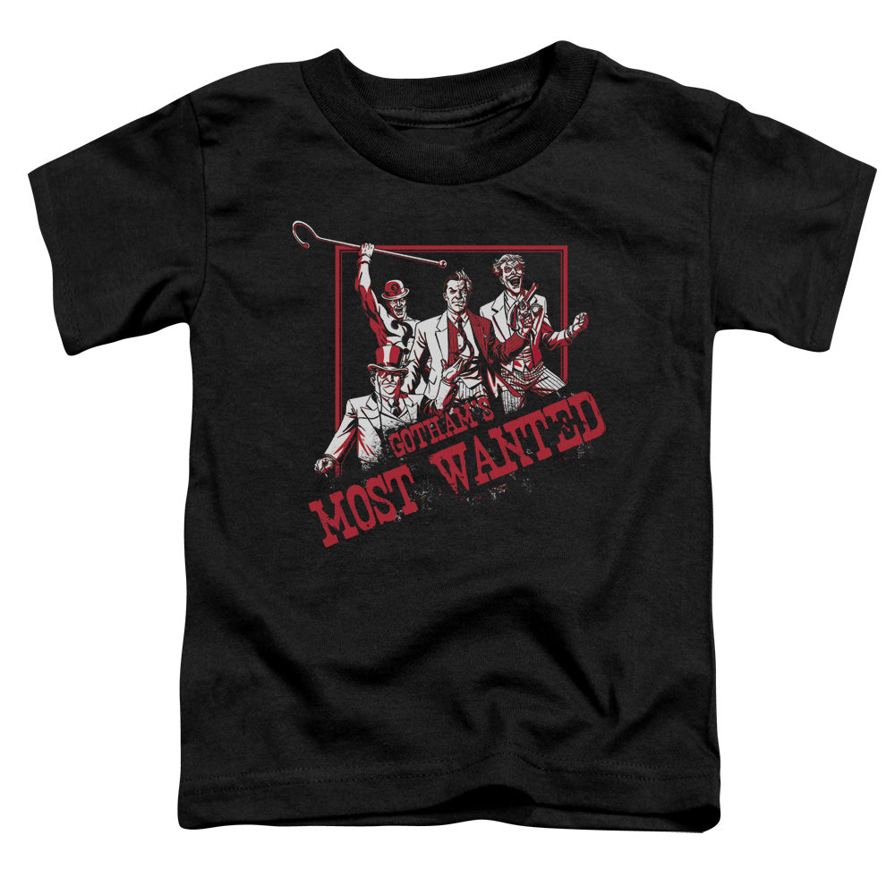 Batman Gothams Most Wanted Toddler Kids Youth T Shirt Black Officially Licensed