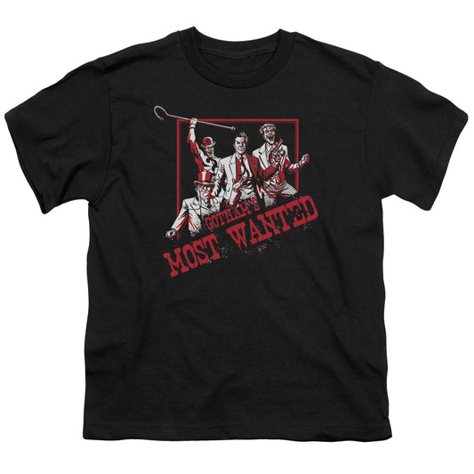 Batman Gothams Most Wanted Kids Youth T Shirt Black Officially Licensed