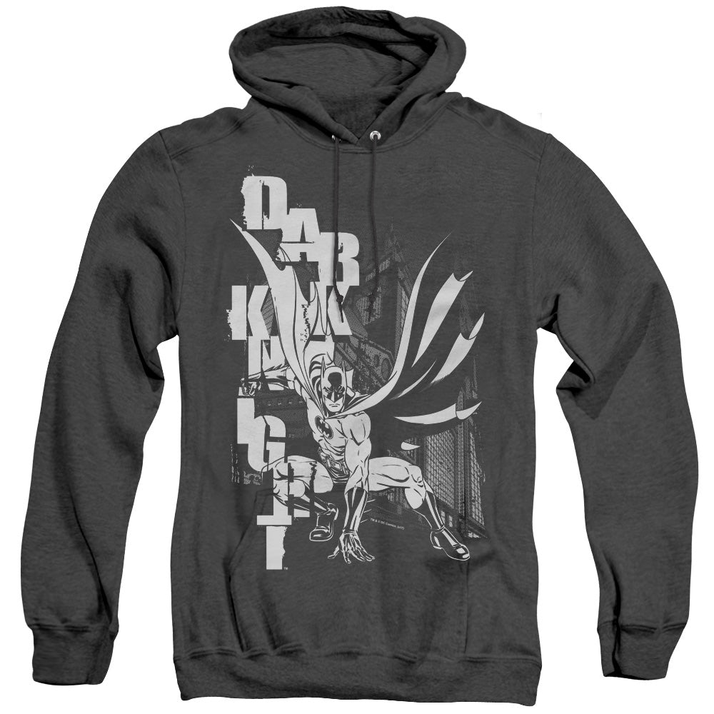 Batman Vertical Letters Heather Mens Hoodie Black Officially Licensed