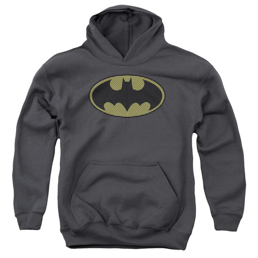 Batman Litle Logos Kids Youth Hoodie Charcoal Officially Licensed