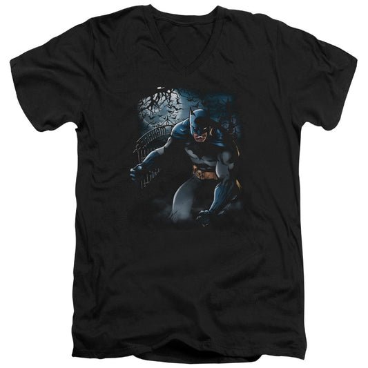 Batman Light Of The Moon Mens Slim Fit V Neck T Shirt Black Officially Licensed