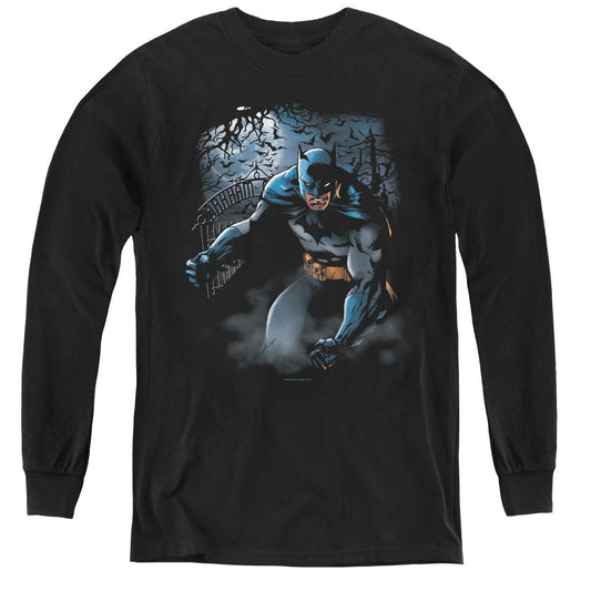 Batman Light Of The Moon Long Sleeve Kids Youth T Shirt Black Officially Licensed