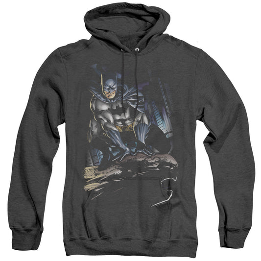 Batman Perched Heather Mens Hoodie Black Officially Licensed