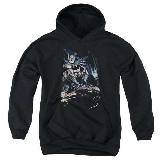 Batman Perched Kids Youth Hoodie Black Officially Licensed