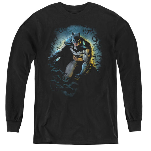 Batman Bat Cave Long Sleeve Kids Youth T Shirt Black Officially Licensed