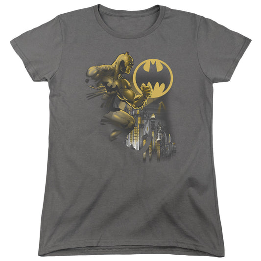 Batman Bat Signal Womens T Shirt Charcoal Officially Licensed