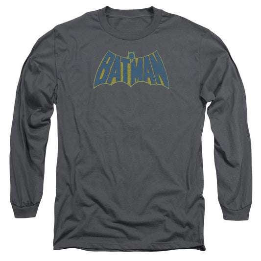Batman Sketch Logo Mens Long Sleeve Shirt Charcoal Officially Licensed