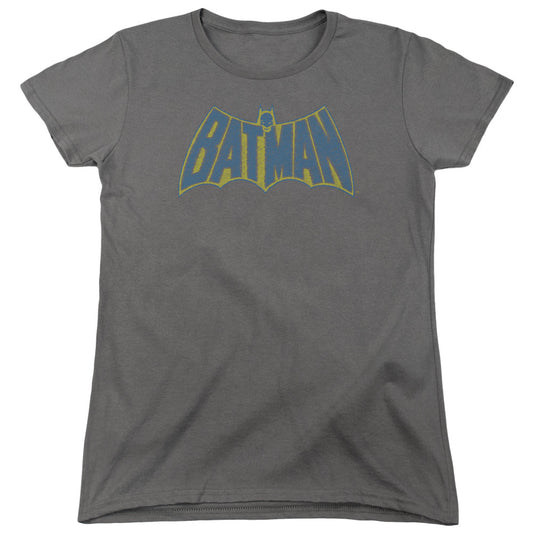 Batman Sketch Logo Womens T Shirt Charcoal Officially Licensed
